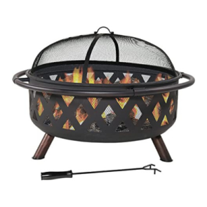 Sunnydaze Black Crossweave Large Outdoor Fire Pit