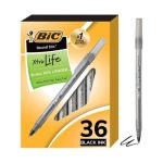 BIC Round Stic Xtra Life Ball Point Pen, Black, 36 Pack