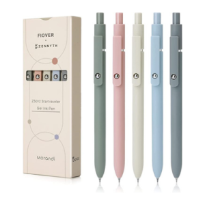 FIOVER 5pcs Gel Pens Quick Dry Ink Pens Fine Point Premium Retractable Rolling Ball